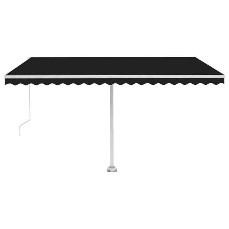vidaXL antracitszürke kézzel kihúzható póznás napellenző 400 x 350 cm