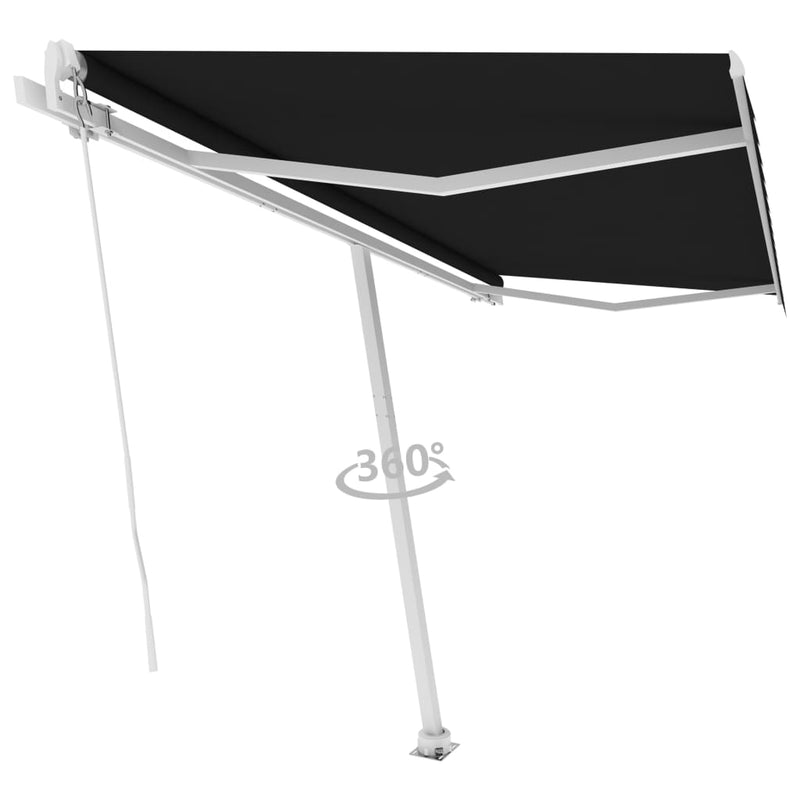 vidaXL antracitszürke kézzel kihúzható póznás napellenző 400 x 350 cm