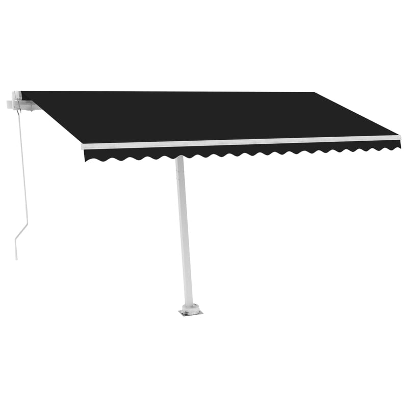 vidaXL antracitszürke kézzel kihúzható póznás napellenző 400 x 350 cm