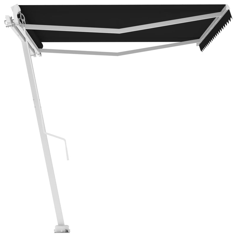 vidaXL antracitszürke kézzel kihúzható póznás napellenző 400 x 350 cm