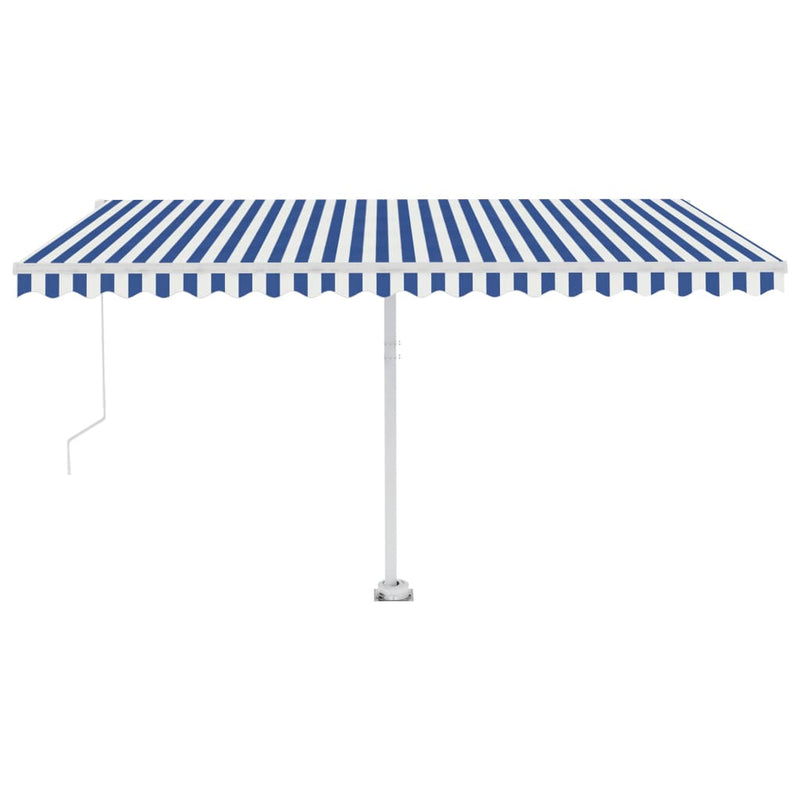 vidaXL kék és fehér kézzel kihúzható LED-es napellenző 400 x 350 cm