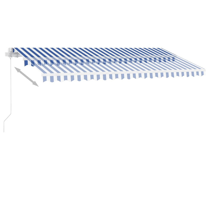 vidaXL kék és fehér kézzel kihúzható LED-es napellenző 400 x 350 cm