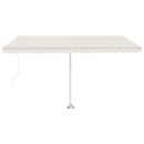 vidaXL krémszínű kézzel kihúzható LED-es napellenző 400 x 350 cm