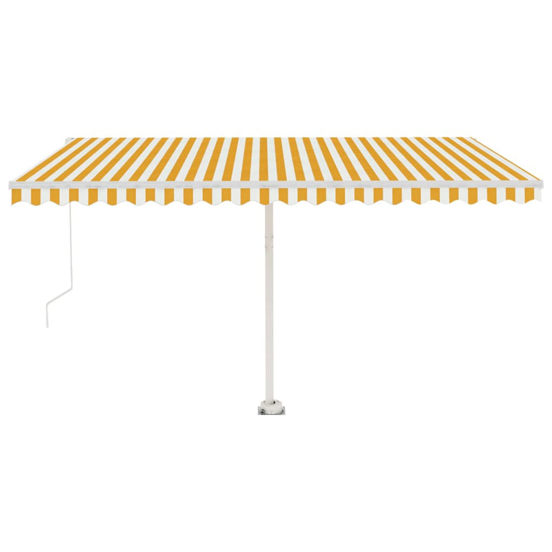 vidaXL sárga és fehér kézzel kihúzható LED-es napellenző 400 x 350 cm