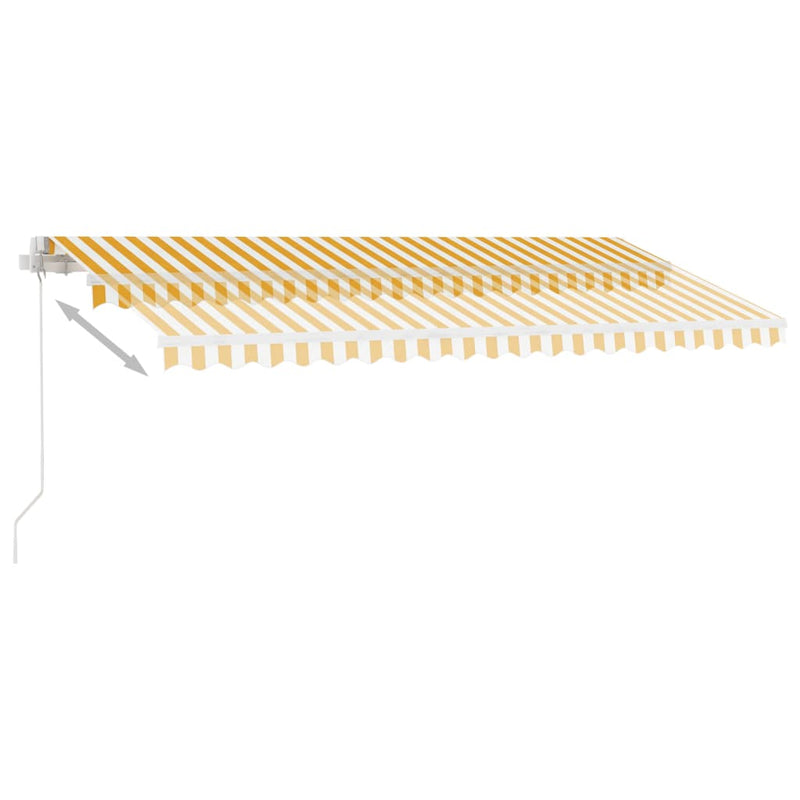 vidaXL sárga és fehér kézzel kihúzható LED-es napellenző 400 x 350 cm