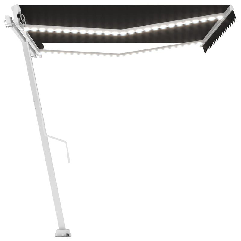 vidaXL antracitszürke kézzel kihúzható LED-es napellenző 400 x 350 cm