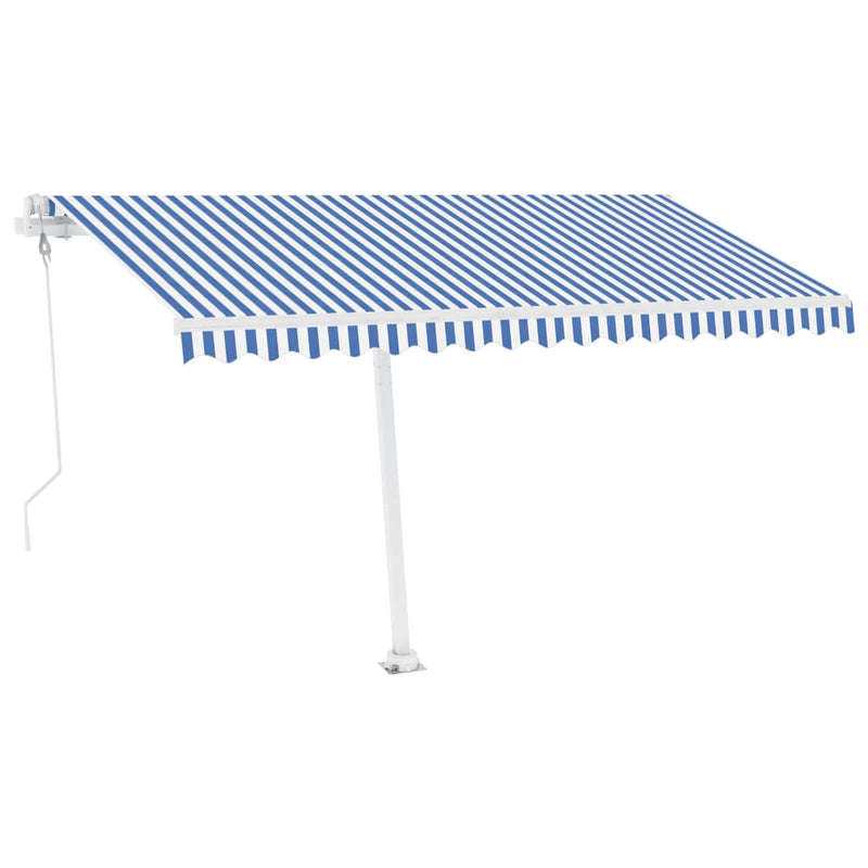 vidaXL kék és fehér automata póznás napellenző 400 x 350 cm
