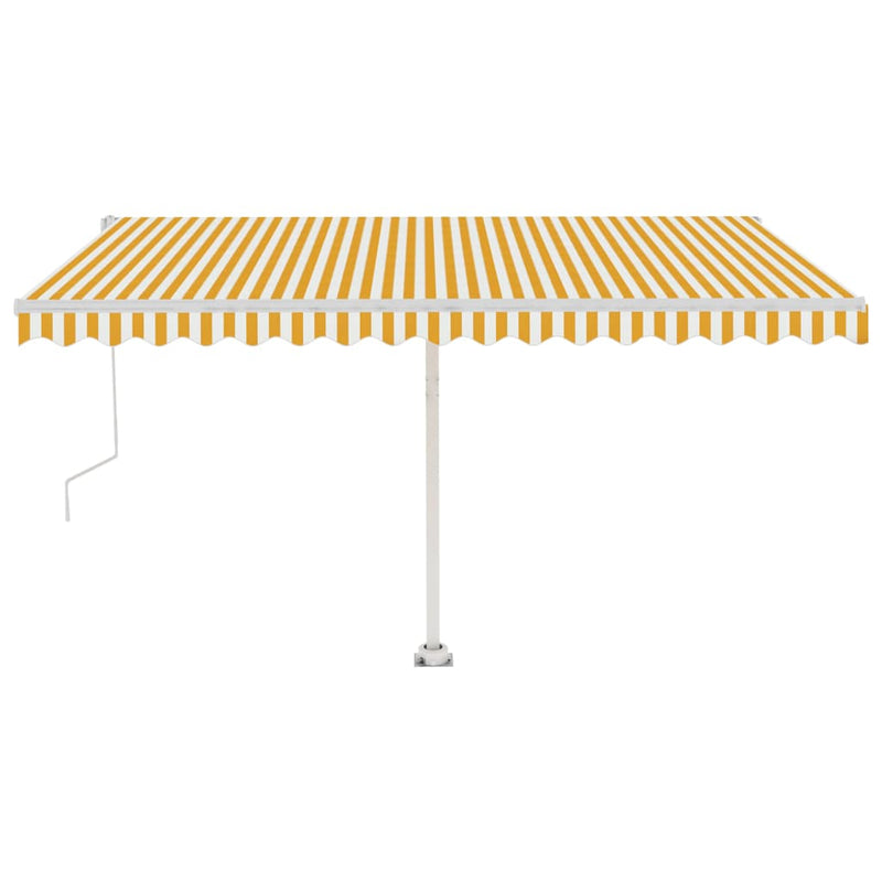 vidaXL sárga-fehér automata póznás napellenző 400 x 350 cm