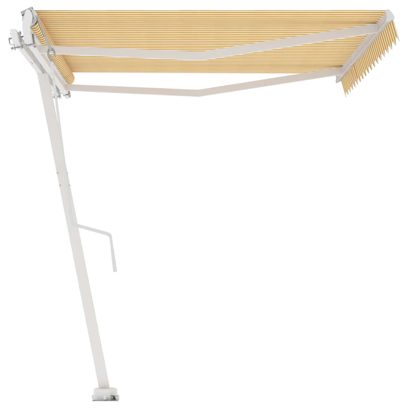 vidaXL sárga-fehér automata póznás napellenző 400 x 350 cm