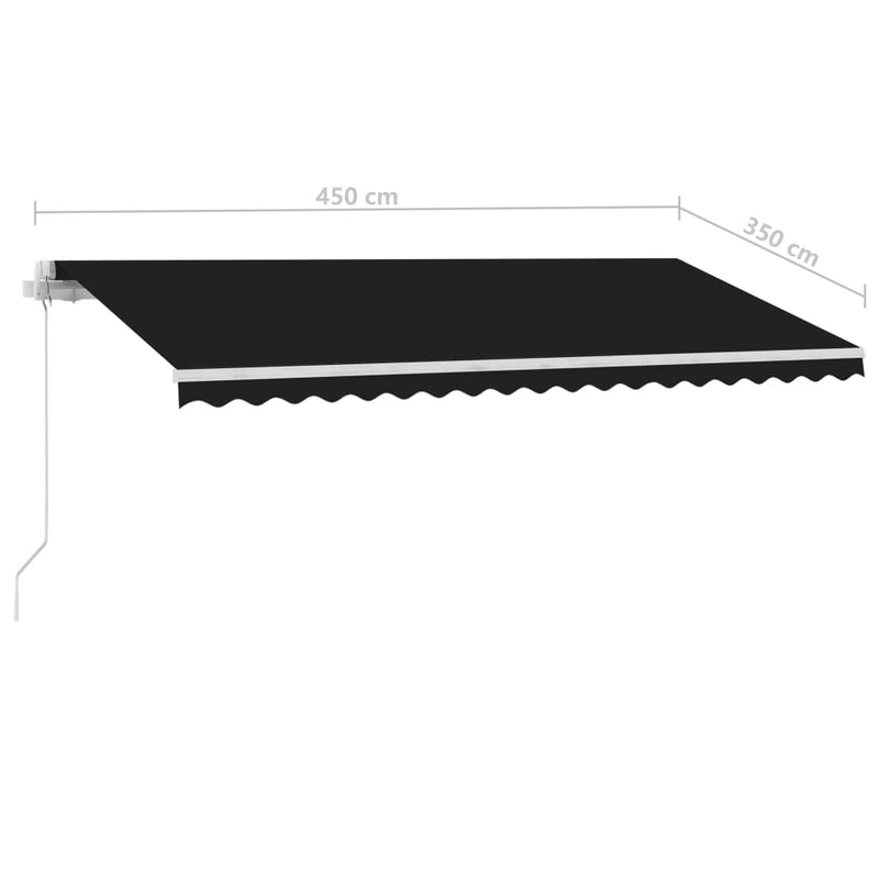 vidaXL antracitszürke kézzel kihúzható póznás napellenző 450 x 350 cm