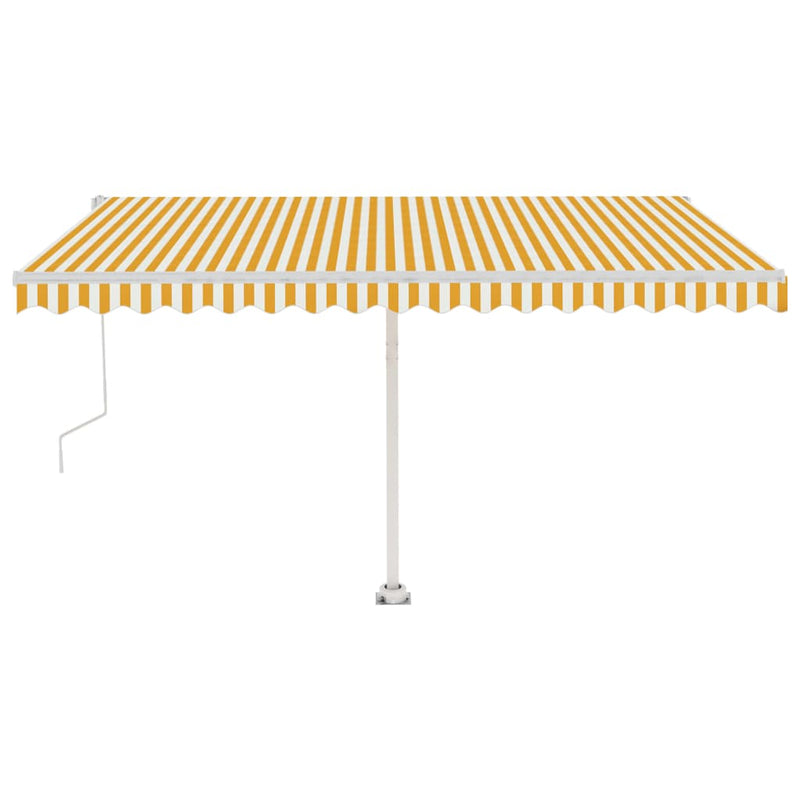 vidaXL sárga-fehér automata póznás napellenző 450 x 350 cm