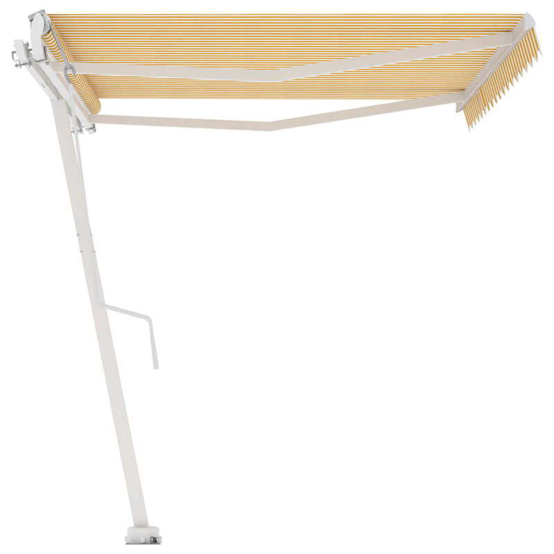 vidaXL sárga-fehér automata póznás napellenző 450 x 350 cm