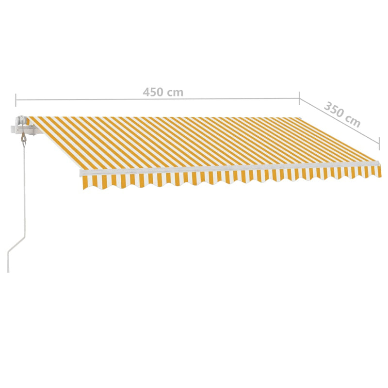 vidaXL sárga-fehér automata póznás napellenző 450 x 350 cm