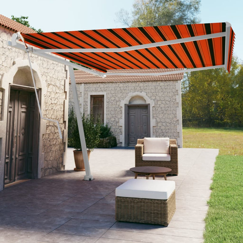 vidaXL narancssárga-barna automata póznás napellenző 450 x 350 cm