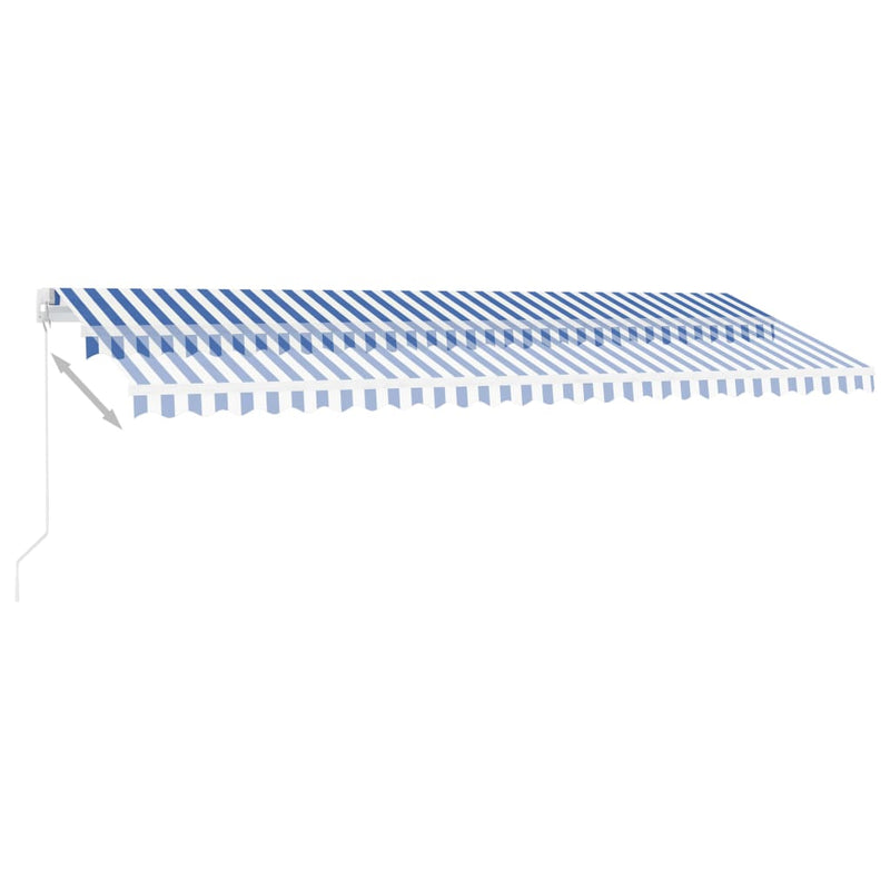 vidaXL kék és fehér kézzel kihúzható póznás napellenző 500 x 350 cm