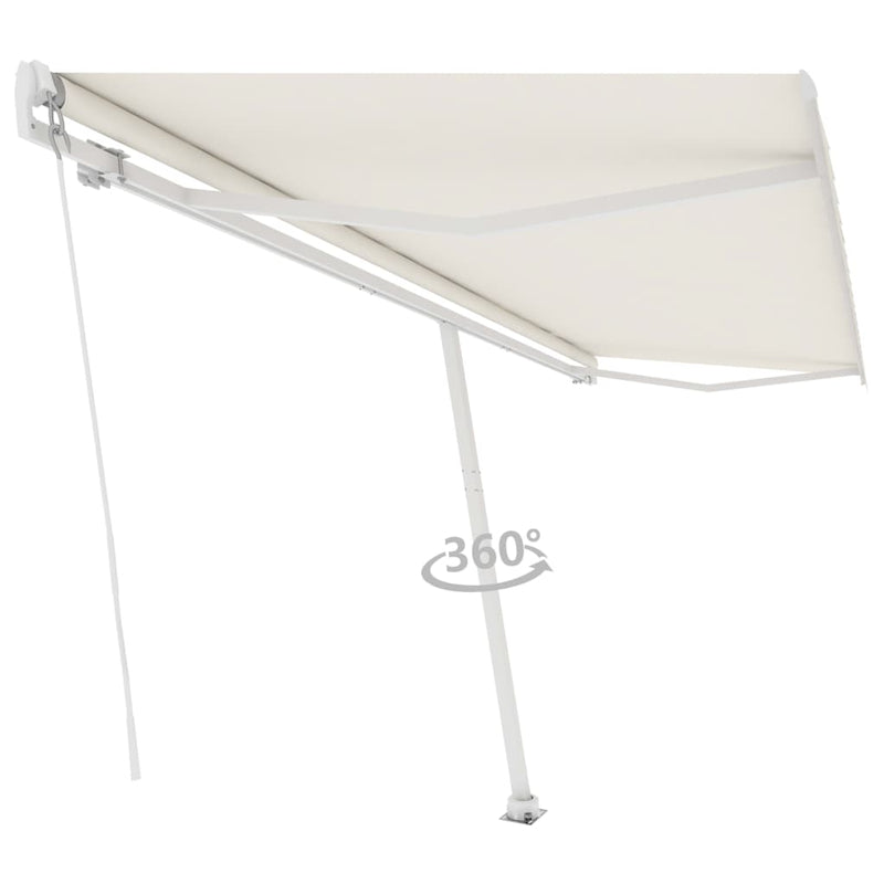 vidaXL krémszínű kézzel kihúzható póznás napellenző 500 x 350 cm