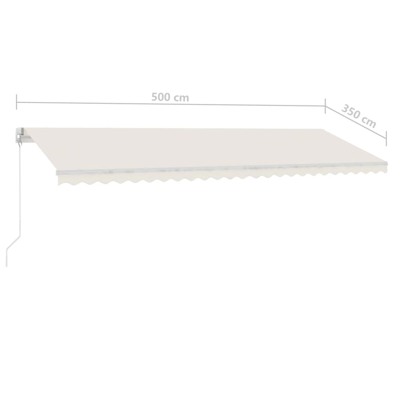 vidaXL krémszínű kézzel kihúzható póznás napellenző 500 x 350 cm
