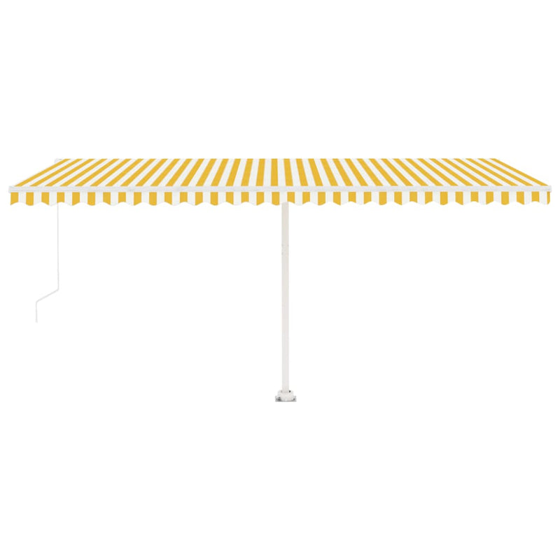 vidaXL sárga-fehér kézzel kihúzható póznás napellenző 500 x 350 cm