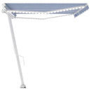 vidaXL kék és fehér kézzel kihúzható LED-es napellenző 500 x 350 cm