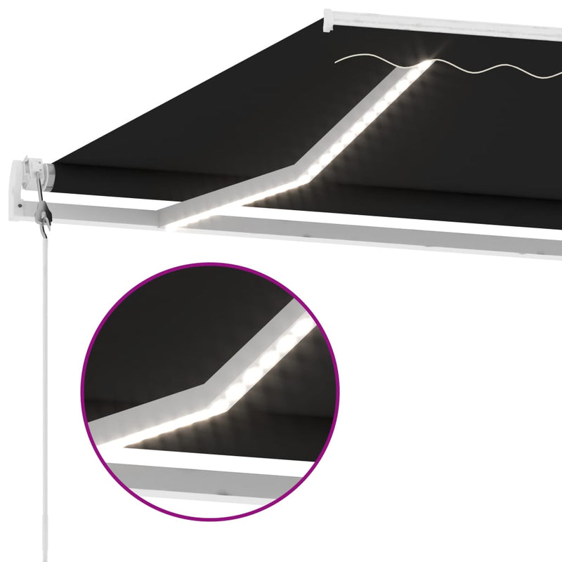 vidaXL antracitszürke szélérzékelős és LED-es napellenző 500x350 cm