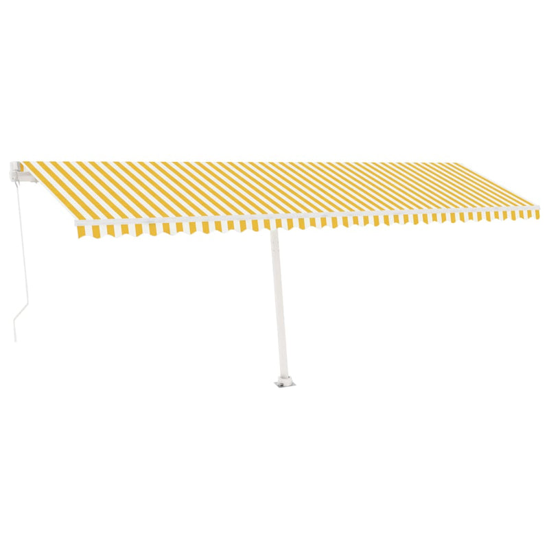 vidaXL sárga-fehér kézzel kihúzható póznás napellenző 600 x 350 cm