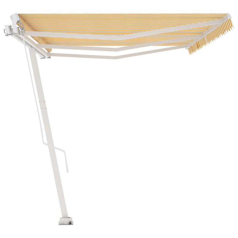 vidaXL sárga-fehér kézzel kihúzható póznás napellenző 600 x 350 cm