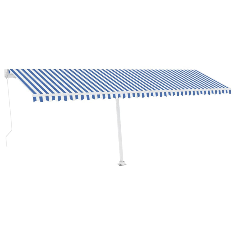 vidaXL kék és fehér kézzel kihúzható LED-es napellenző 600 x 350 cm