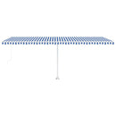 vidaXL kék és fehér kézzel kihúzható LED-es napellenző 600 x 350 cm