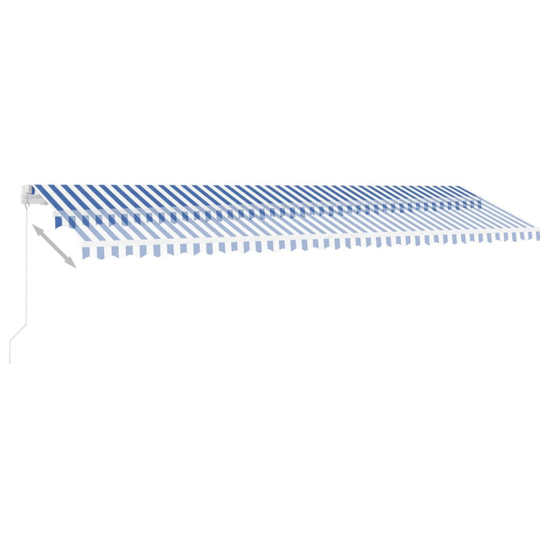 vidaXL kék és fehér kézzel kihúzható LED-es napellenző 600 x 350 cm