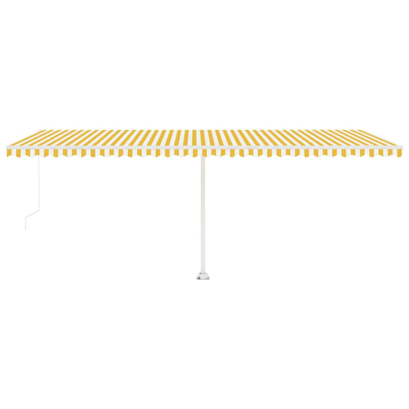 vidaXL sárga és fehér kézzel kihúzható LED-es napellenző 600 x 350 cm