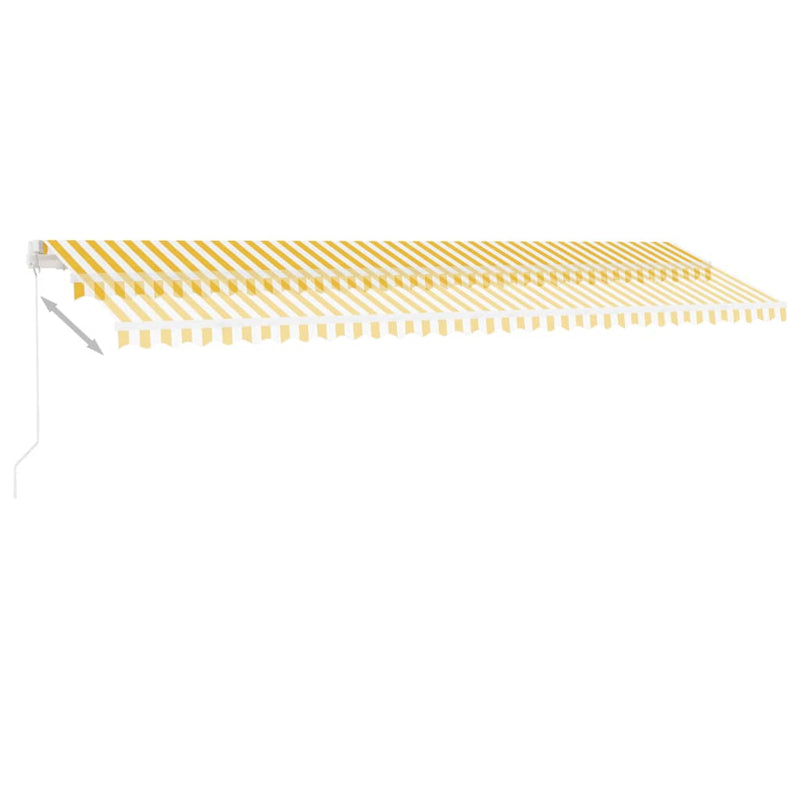 vidaXL sárga és fehér kézzel kihúzható LED-es napellenző 600 x 350 cm
