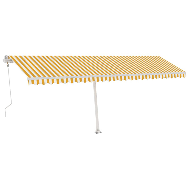 vidaXL sárga-fehér automata póznás napellenző 600 x 350 cm