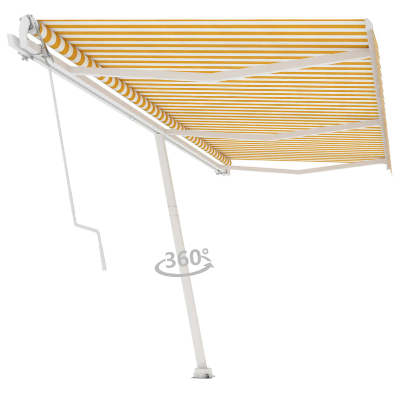 vidaXL sárga-fehér automata póznás napellenző 600 x 350 cm