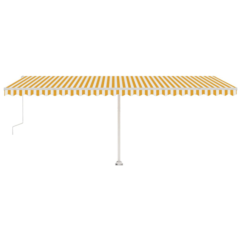 vidaXL sárga-fehér automata póznás napellenző 600 x 350 cm