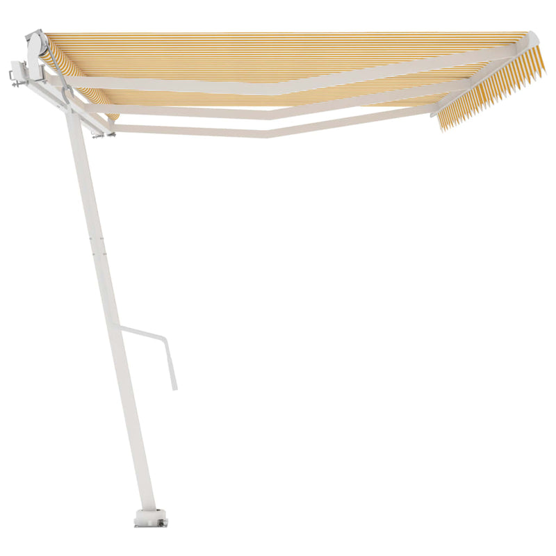 vidaXL sárga-fehér automata póznás napellenző 600 x 350 cm