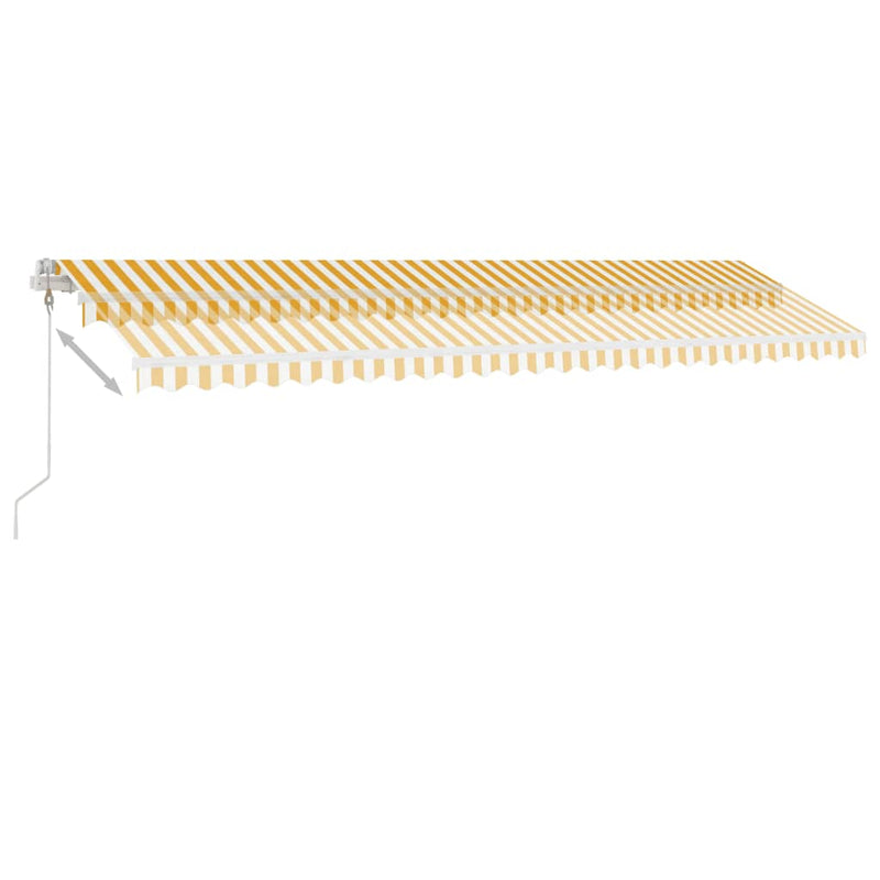 vidaXL sárga-fehér automata póznás napellenző 600 x 350 cm