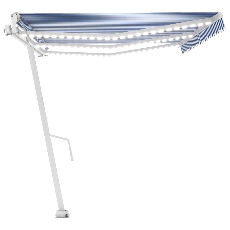 vidaXL kék/fehér automata szélérzékelős és LED-es napellenző 600x350cm