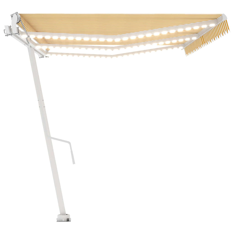 vidaXL sárga-fehér szélérzékelős és LED-es napellenző 600 x 350 cm