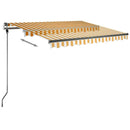 vidaXL sárga és fehér kézzel kihúzható LED-es napellenző 300 x 250 cm