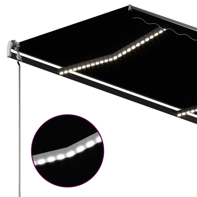 vidaXL antracitszürke kézzel kihúzható LED-es napellenző 300 x 250 cm