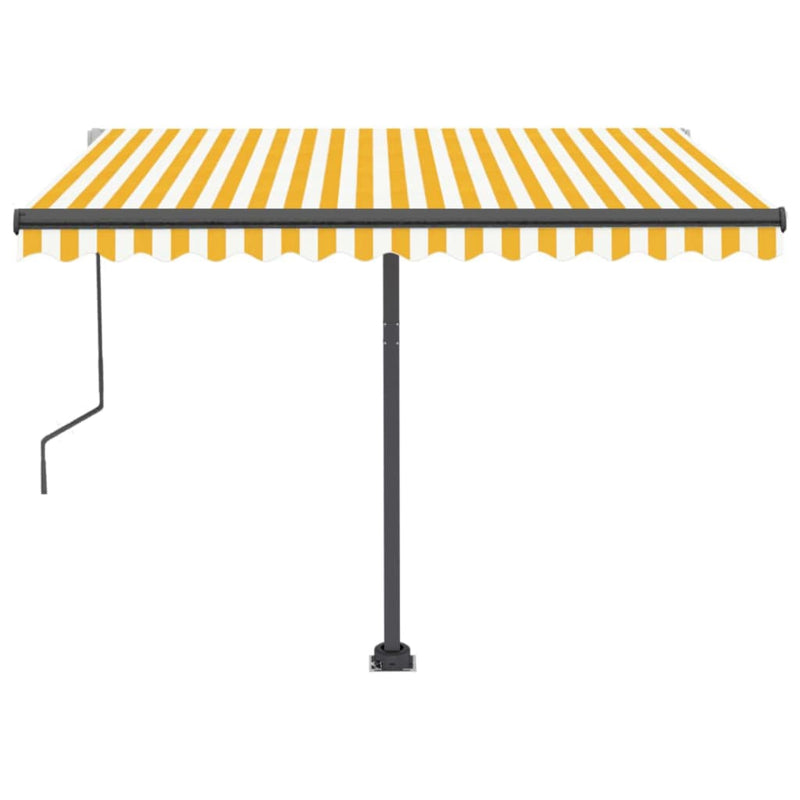 vidaXL sárga-fehér automata póznás napellenző 300 x 250 cm