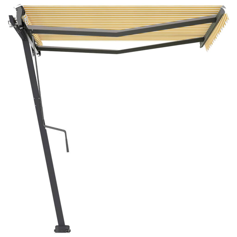vidaXL sárga-fehér automata póznás napellenző 300 x 250 cm