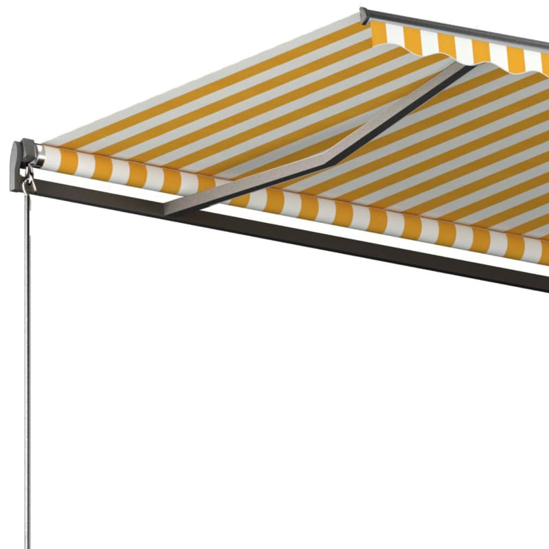 vidaXL sárga-fehér automata póznás napellenző 300 x 250 cm