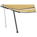 vidaXL sárga és fehér kézzel kihúzható LED-es napellenző 350 x 250 cm