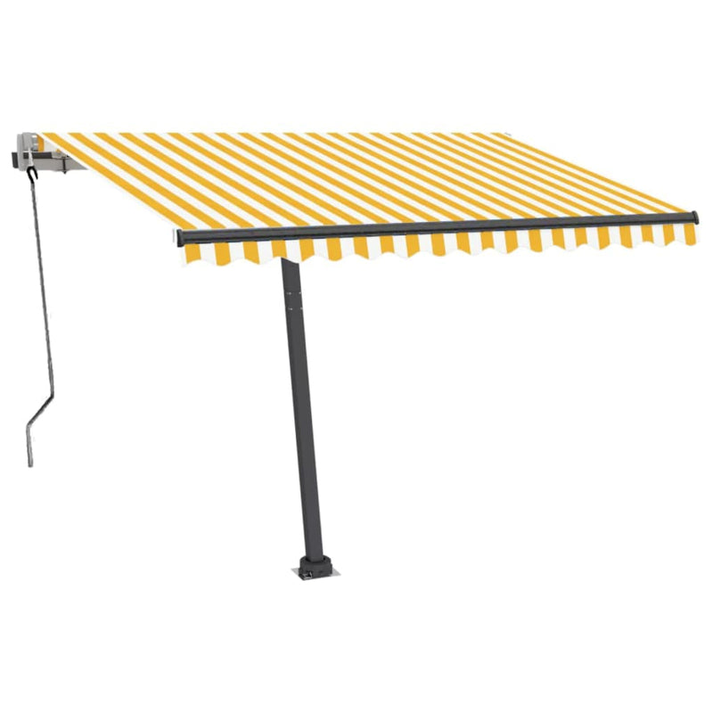 vidaXL sárga-fehér automata póznás napellenző 350 x 250 cm