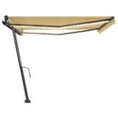 vidaXL sárga és fehér kézzel kihúzható LED-es napellenző 400 x 300 cm