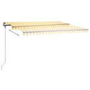 vidaXL sárga és fehér kézzel kihúzható LED-es napellenző 400 x 300 cm