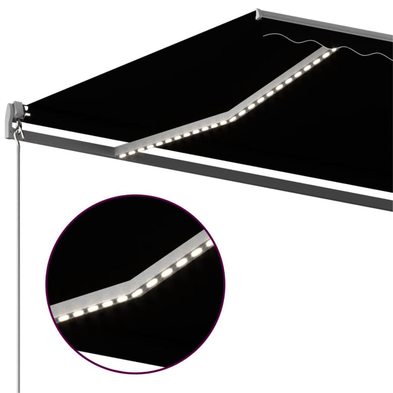 vidaXL antracitszürke szélérzékelős és LED-es napellenző 400x300 cm