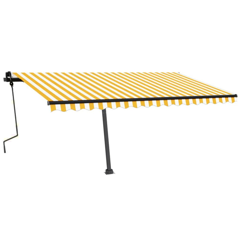 vidaXL sárga és fehér kézzel kihúzható póznás napellenző 450 x 300 cm