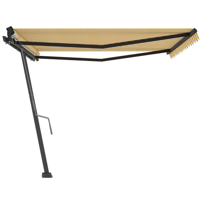 vidaXL sárga és fehér kézzel kihúzható póznás napellenző 450 x 300 cm